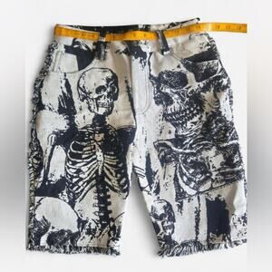 Rebel Vengence tapestry skeleton shorts